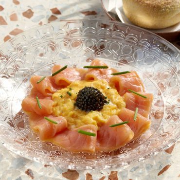 Smoked Salmon with Scrambled Eggs and Kristal Caviar